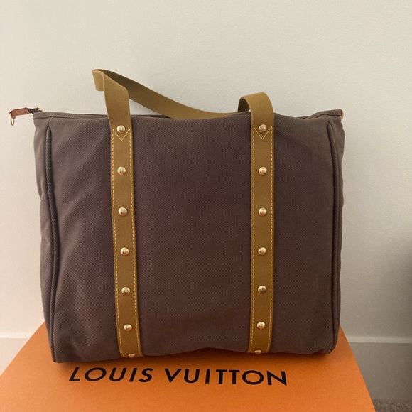 Louis Vuitton brown dark canvas fabric Antigua cabas GM France. - Picture 6 of 8